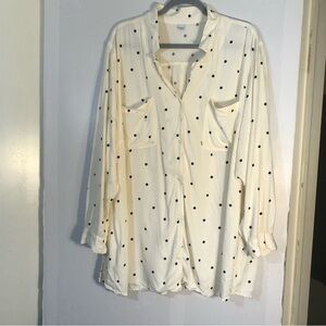 Old Navy Womens Button Front Shirt L Cream Black Polka Dot